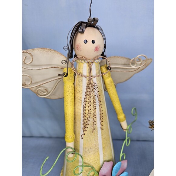 Angel Figurines Metal Wire Art Set of 2 Hanging Patio Garden Hand Made Decor - Picture 9 of 11